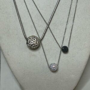Touchstone Crystal Silver and Black Necklace Trio